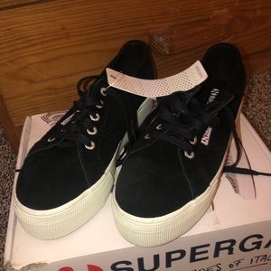 Black suede platform supergas